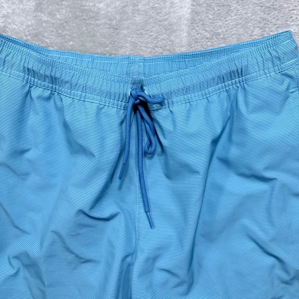Vineyard Vines Swim Trunks Mens M Blue Micro Stripe Elastic Waist Board Shorts